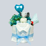 baby boy blue floral theme - nappy cake overview