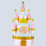 baby girl - pink castle theme - nappy cake overview