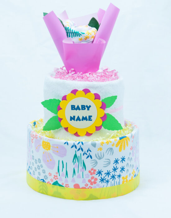 baby girl - floral theme - nappy cake overview
