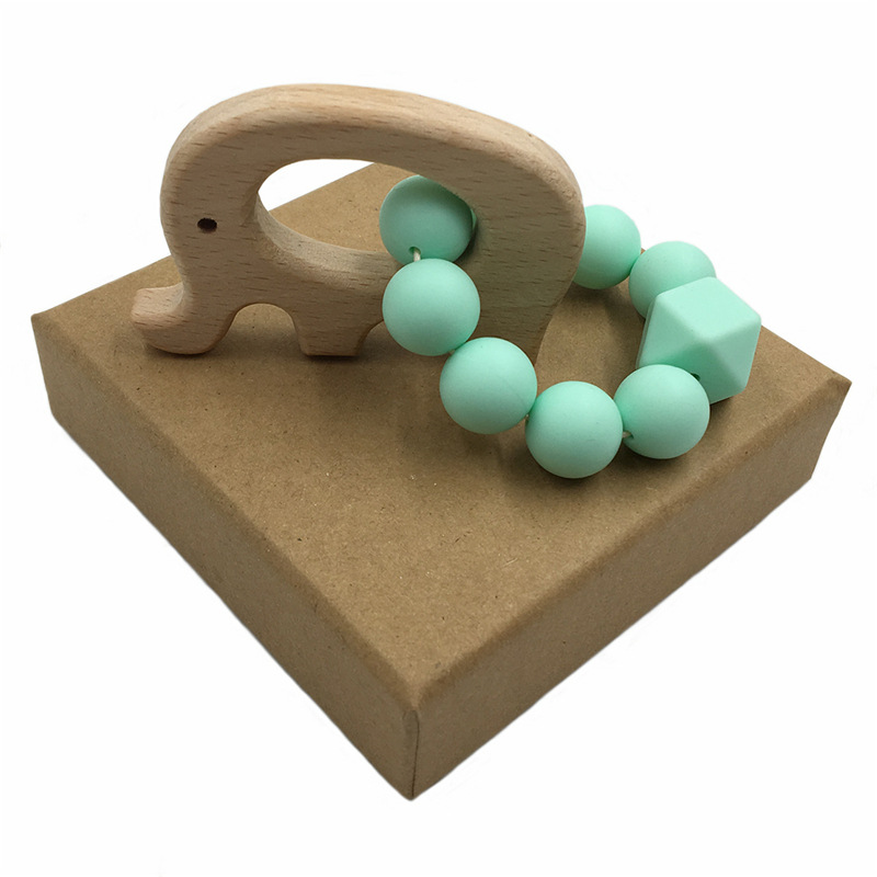 silicone and wood teether - elephant